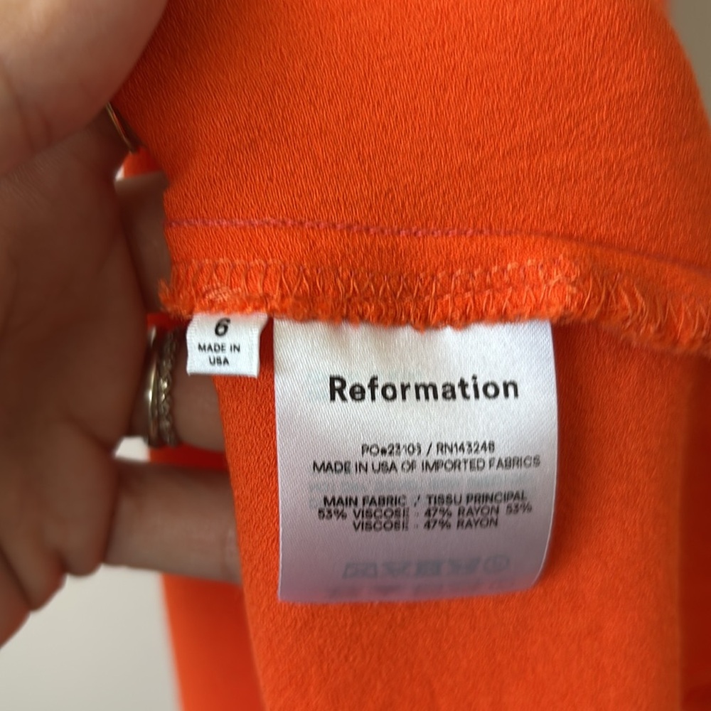 Reformation Midi Talita Tie Strap Dress, Orange size 6 - Picture 7 of 11